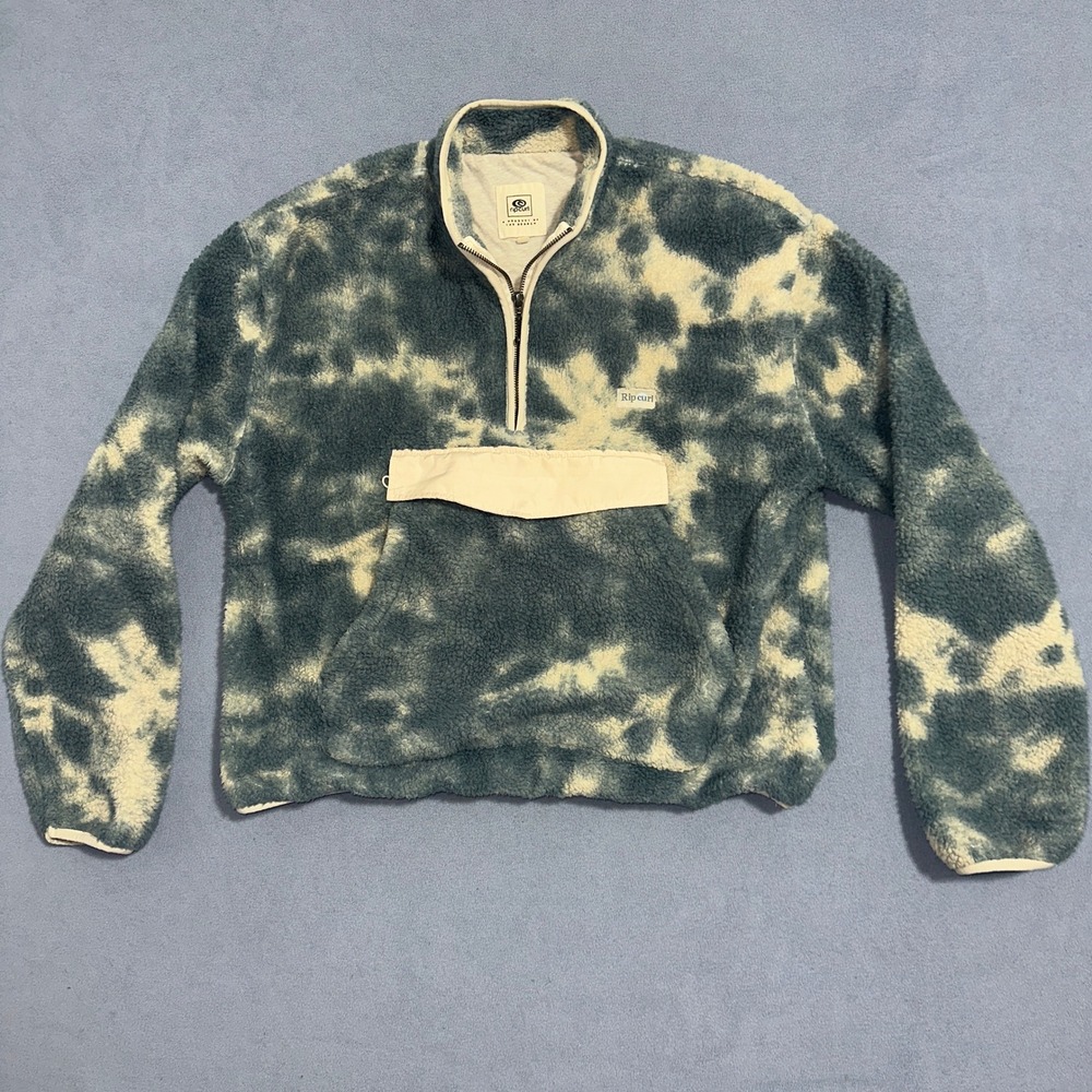 Rip Curl Drifter Polar Fleece Sweater Quarter Zip Tie Dye Blue Womens Size M